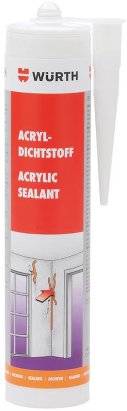 Wuerth Acrylic Joint Sealant - White - 280ml - Paintable Sealant for Interior Use - Nova - Fix